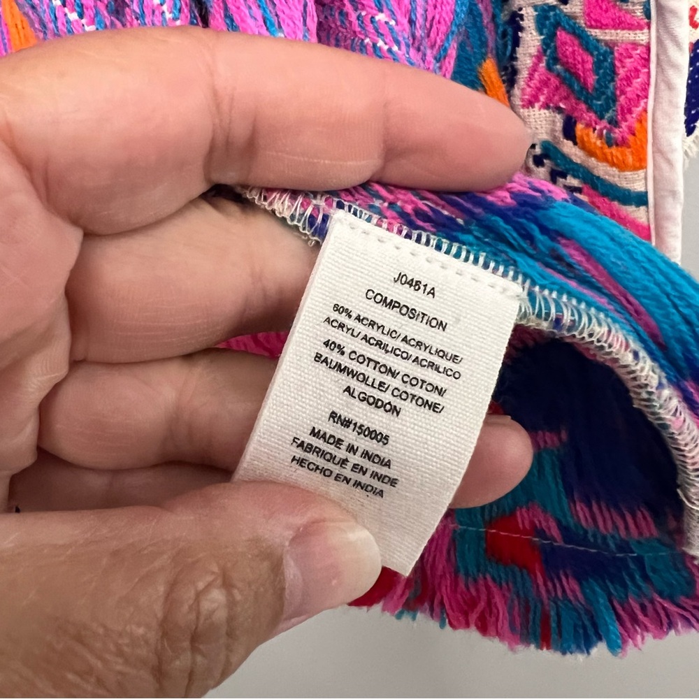 Anthropologie dRA Women’s Colorful Geo Kimono Top Size Large Made In India - Picture 7 of 9